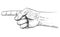 Vector Artistic Illustration or Drawing of Hand With Finger Pointing Left Direction