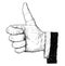 Vector Artistic Illustration or Drawing of Thumb Up Businessman Hand in Suit Gesture