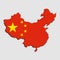 Vector Asia map China made country flag