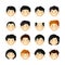 Vector asian men avatars set with different hairstyle