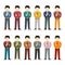 Vector asian office worker character set in flat style