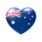 Vector Australia Flag Heart icon. Australian glossy emblem. Country love symbol. Isolated illustration