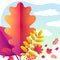 Vector Autumn background of fallen gold and red oak leaves. vector illustration
