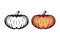 Vector Autumn Black and White and Colored Pumpkin Icon Set with Outline. Design Template, Clipart for Halloween