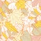 Vector autumn leaves seamless pattern. Yellow fall background with outline hand drawn leaves.