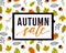 Vector autumn sale flyer template with lettering and pattern with fall leaves and acorns.