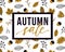 Vector autumn sale flyer template with lettering and pattern with fall leaves and acorns