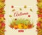 Vector autumn sale with leaves square frame