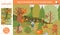 Vector autumn searching game with cute woodland animals. Find hidden mushrooms in the forest. Simple fun educational fall season