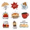 Vector autumn set of labels and hand written phrases -Happy Thanksgiving, Welcome autumn, Hello fall