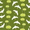 Vector avocado green seamless pattern background. Birds And Trees Green.