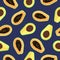 Vector avocado and papaya exotic fruit seamless pattern