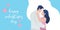 Vector awesome valentine's day banner greeting design with cute couple character vector illustration