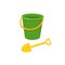 Vector baby bucket, sand shovel toy illustration