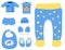 Vector baby clothes icon set design textile casual fabric colorful dress child garment wear illustration.