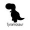 Vector baby dino silhouette - tyrannosaurus or t-tex - for logo, poster, banner. For historic event, dinosaur party invitation,