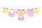 Vector Baby Girl Clothes Hanging on Line