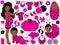 Vector Baby Girl Set with Ladybug Pattern. Vector African American Baby Girl.