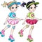 Vector baby girls Roller Blading