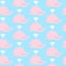 Vector baby pastel color whale character seamless pattern