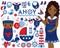 Vector Baby Shower Set with Pregnant Woman and Baby in Nautical