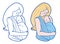 Vector Babywearing Illustration With Mother Hugging Baby In a Sling.