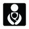 Vector Babywearing Symbol With Parent Carrying Baby In a Sling. Black and White Icon Style.