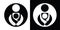 Vector Babywearing Symbols Set With Parent Carrying Baby In a Sling. Black and White Icon Style.