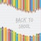 Vector back to school crayon composition. Square decorative banner with place for your content.