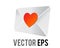 Vector back of white envelope icon and sealed with red heart