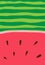 Vector background cartoon cut watermelon. Postcard typography