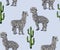 Vector background hand drawn exotic wild llama alpaca. Hand drawn ink illustration. Modern ornamental decorative background. Vecto