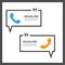 Vector background of handsets and speech bubbles