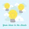 Vector background about ideas in cloud technologies.