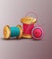 Vector background with sewing accessories ( thread, spools, need