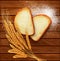 Vector background with slices of sliced bread (loaf) lying on th