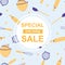 Vector background. Special sale poster with baking essentials