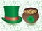 Vector background with Top Hat and four-leafed clover