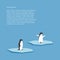 Vector background with two penguins standing on stylized glacier