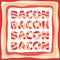 Vector bacon border with text set with letters in bacon colors