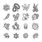 Vector bacteria and virus icons set