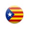 Vector badge or sticker with Catalonia flag. Isolated on white background.