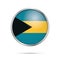 Vector Bahaman flag button. Bahamas flag in glass button style.