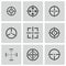 Vector balck crosshair icons set