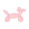 Vector balloon dog, pink balloon animal twisting. Doodle illustration