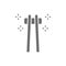 Vector bamboo sushi sticks, chopsticks gray icon.