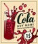 Vector banner with cola drink glass in retro style