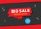 Vector banner of discounts -50%. Colorful sales template in red style.