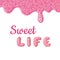 Vector banner with Donut pink glaze and text.