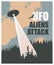 Vector banner with a flying UFO over the forest